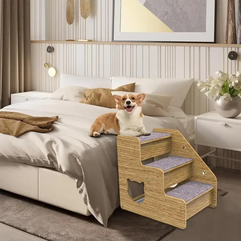 Sofa Ladder Cat and Dog Steps Wooden Pet Ladder Elderly Cat and Pet Dog Bed Ladder Home Fun Staircase  Atmosphere Furniture