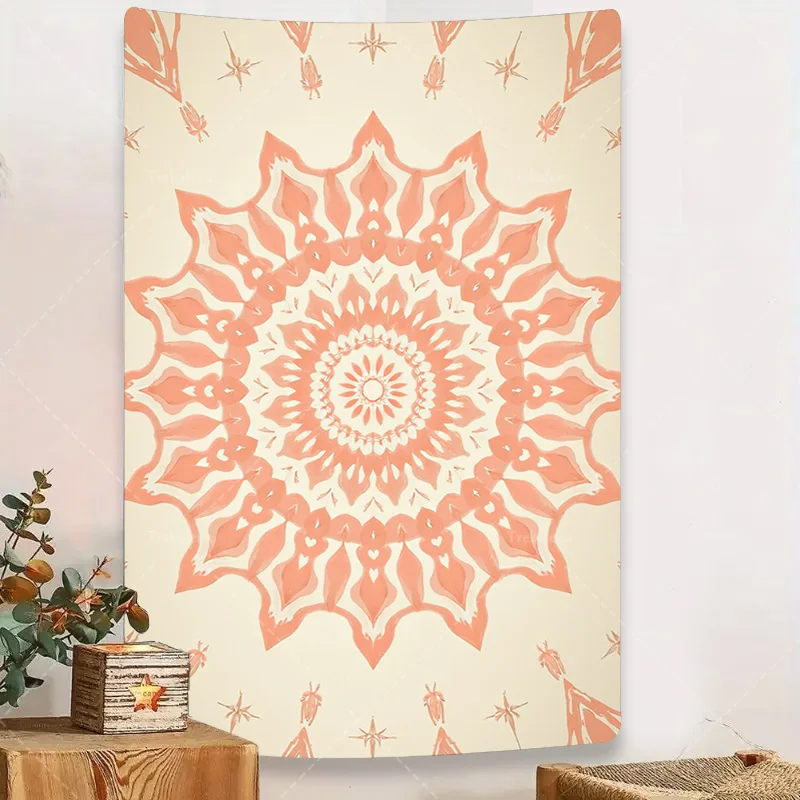 

1 шт. настенный гобелен в стиле бохо шикарный коралловый гобелен с мандалой для декора стен, домашнее искусство в богемном стиле