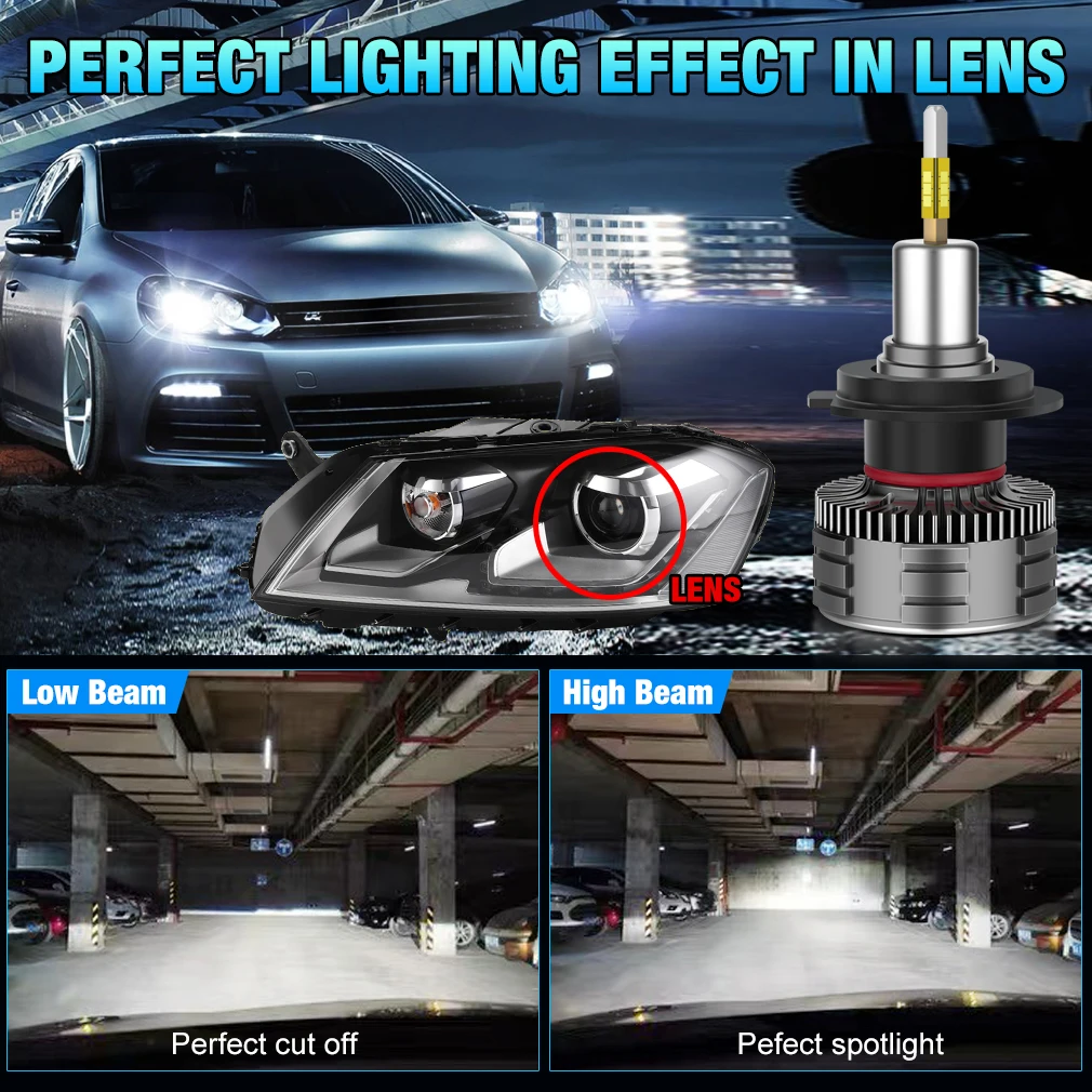 H7 H11 H1 LED Car Headlight Bulbs 360 Copper for Projector Headlamp 6500K HB3 9005 HB4 9006 LED Hir2 9012 Turbo Auto 12V