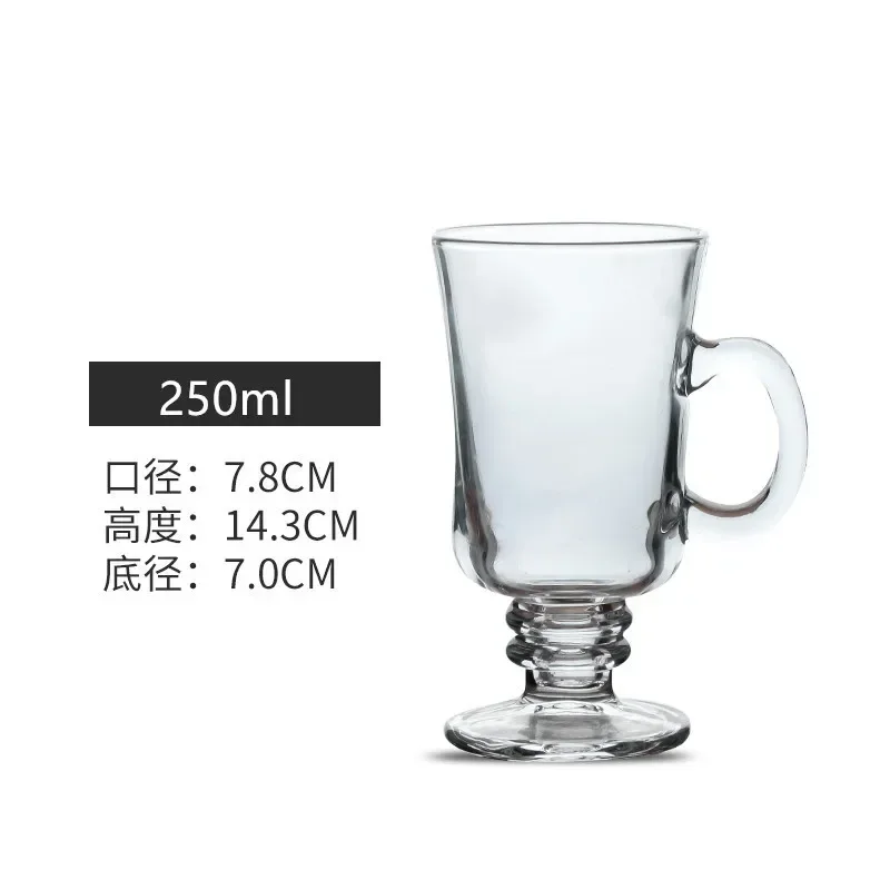 Coffee cup  250ml-285ml  Irish coffee latte glass Juice smoothie cup Milk tea cup Inclined with handle Single transparent glass