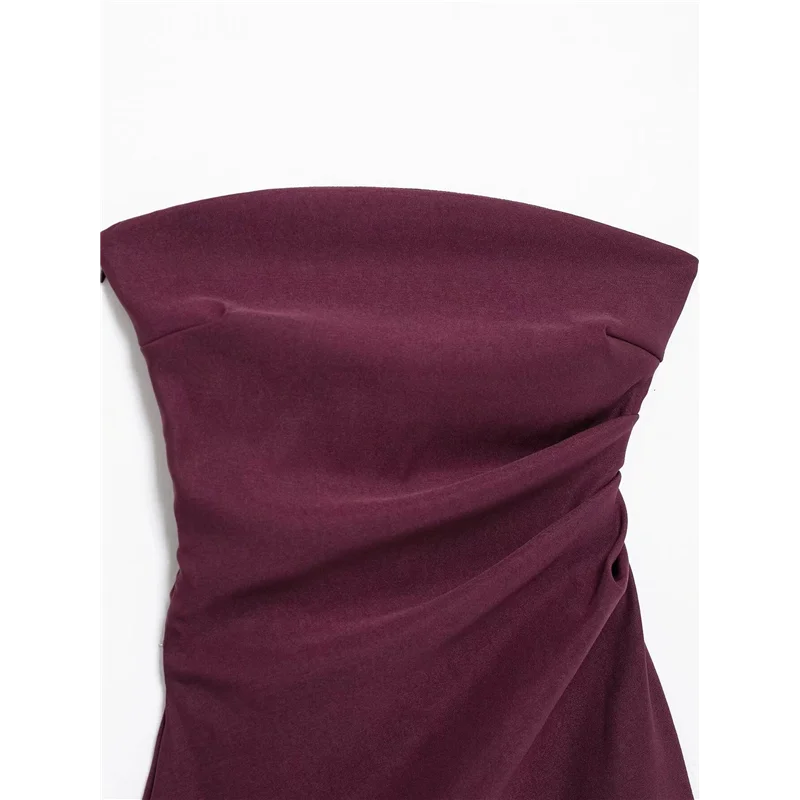 

AG-Womens Summer Tube Tops 2025 Trendy Strapless Ruched Going Out Tops Outfits Asymmetrical Bandeau Shirts