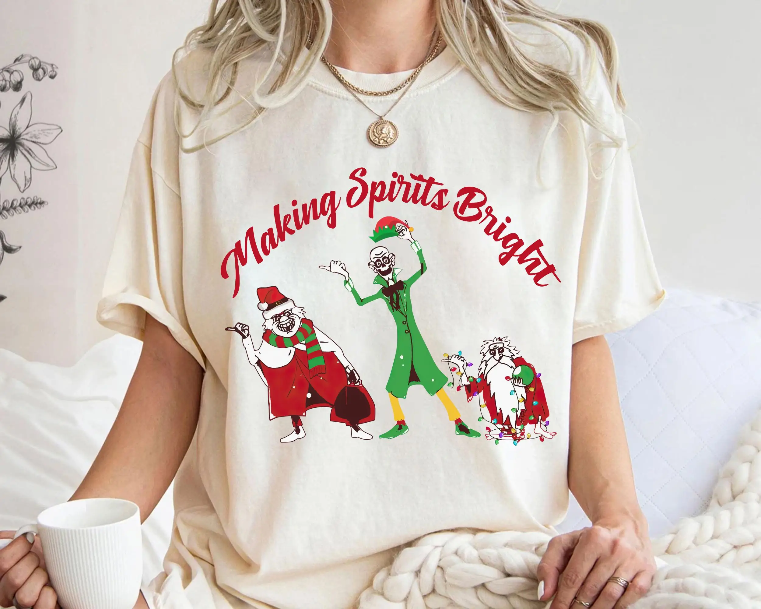 

The Haunted Mansion Making Spirit Bright Shirt Hitchhiking Ghosts Foolish Mortals Shirt Disneyland Xmas Matching Family Shirt