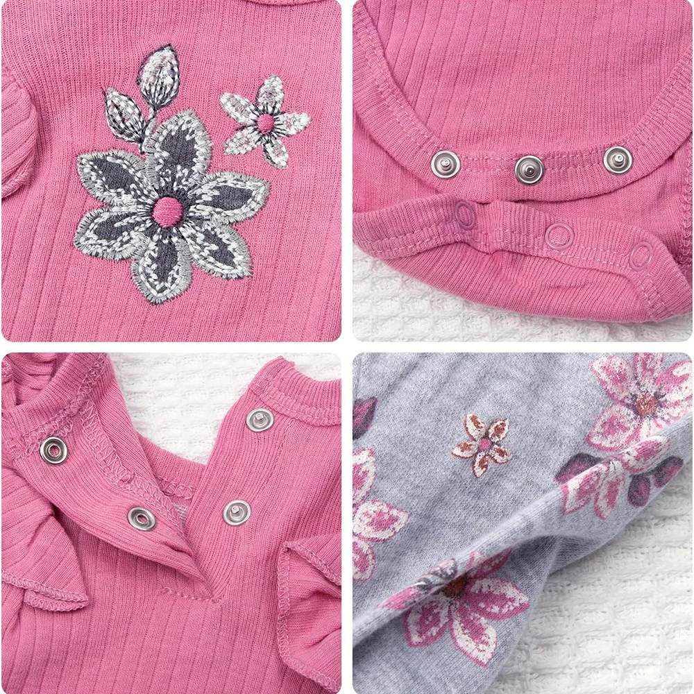 Reborn Baby Doll Clothes 24inch Girl Pink Outfits Accesories Set 4pcs for 22- 24inch Reborn Dolls Newborn Baby Clothing