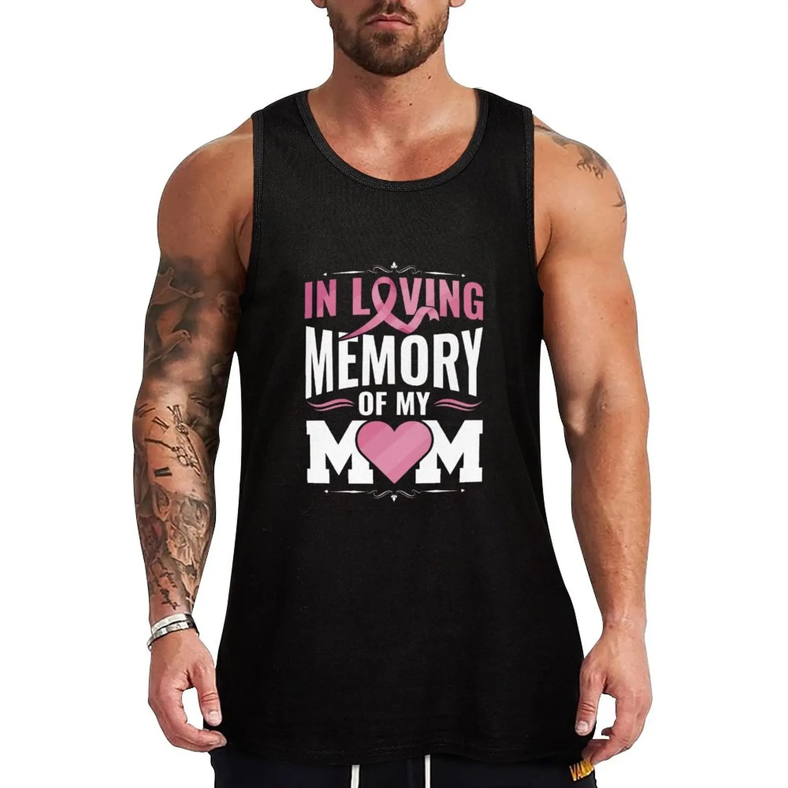 In Loving Memory Of My Mom Breast Cancer Awareness Family Tank Top Men's vest gym top clothing men