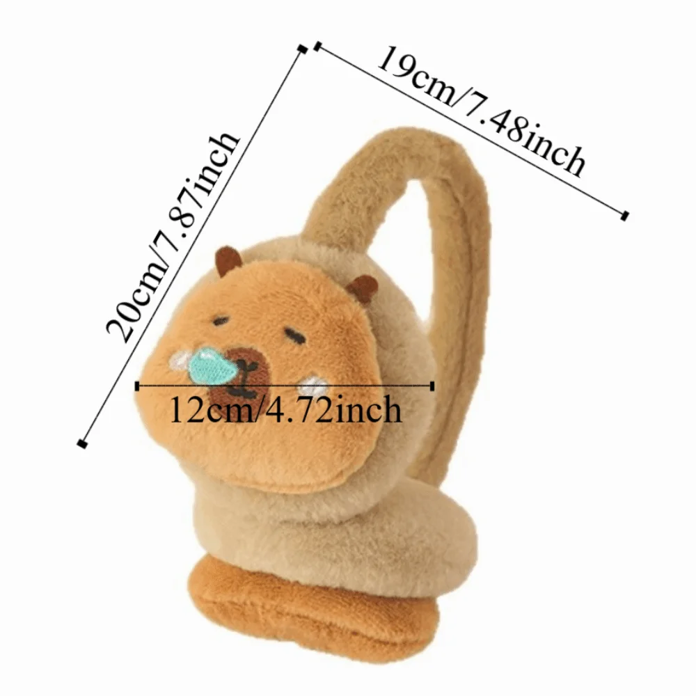 Fashion Cartoon Capybara Plush Earmuffs Thicken Soft Cute Ear Cover Elastic Anti-freezing Winter Ear Warmer Skiing