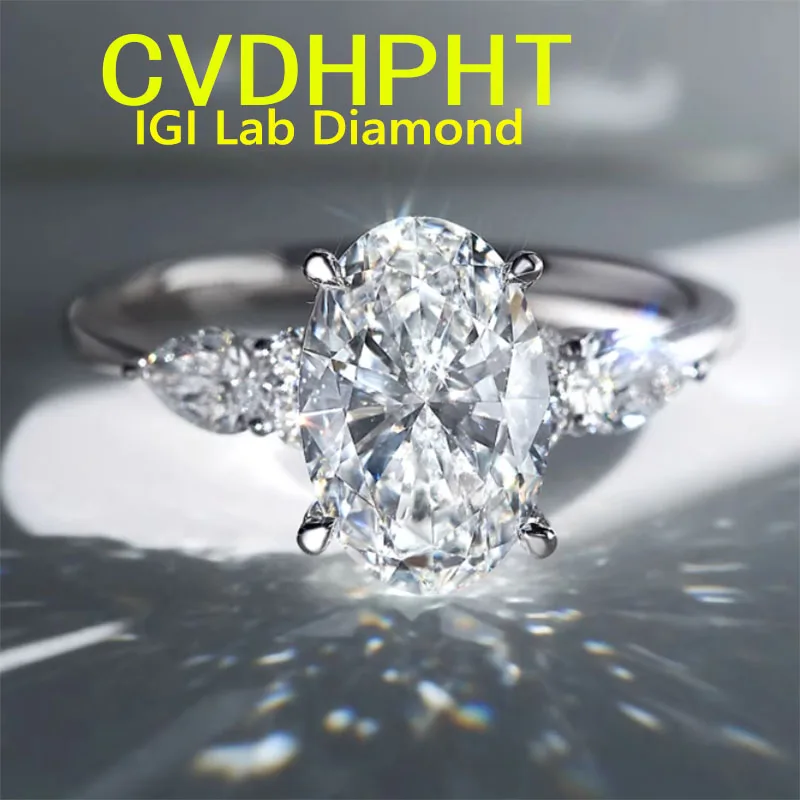 

Solid 18K White Gold Ring IGI Lab grown Diamond Ring Oval shape D VSDiamond wedding ring Factory Engagement