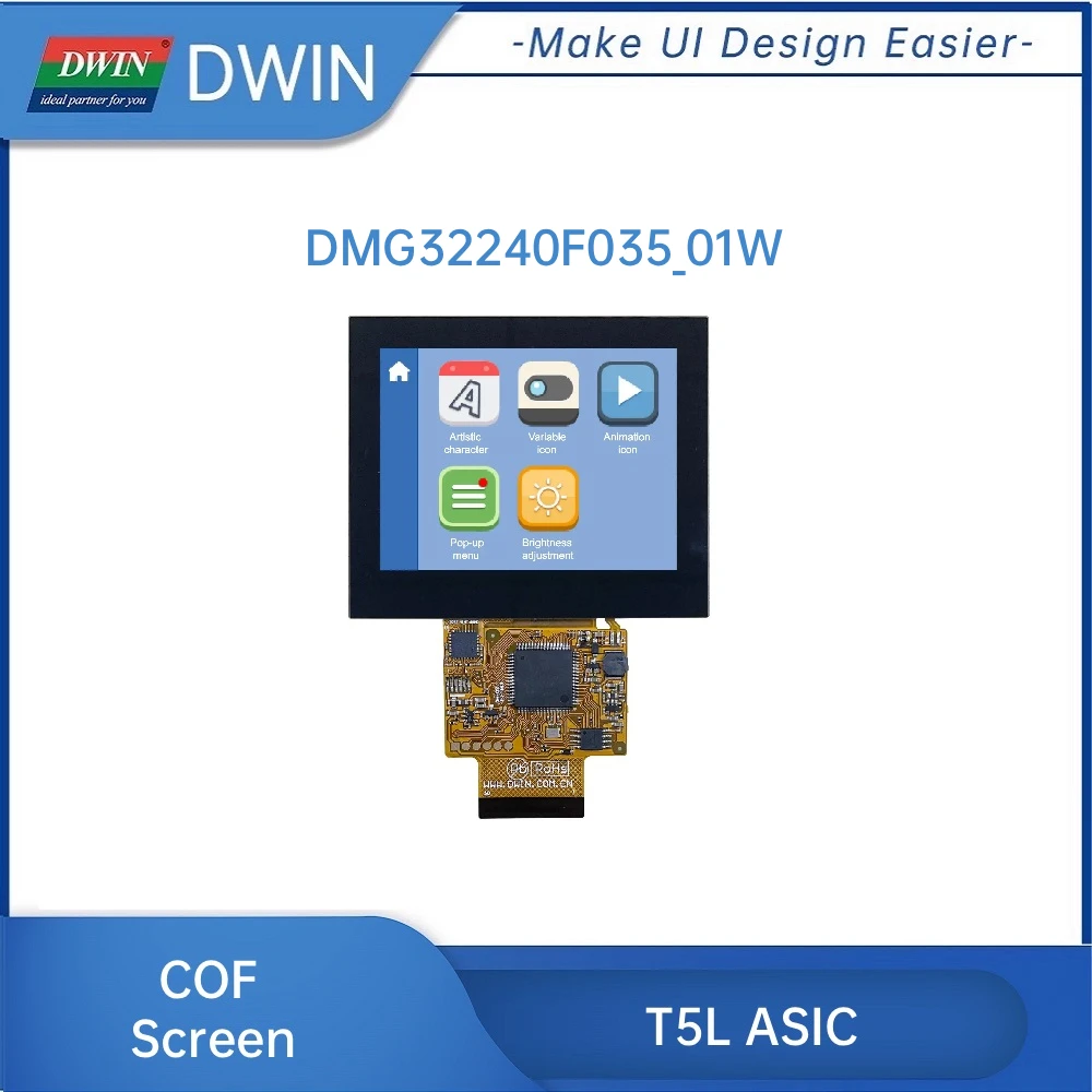DWIN 3.5 Inch 320x240 IPS TFT LCD Display COF Series Ultra-Thin Capacitive Resistive Touch Screen HMI Panel DMG32240F035_01W