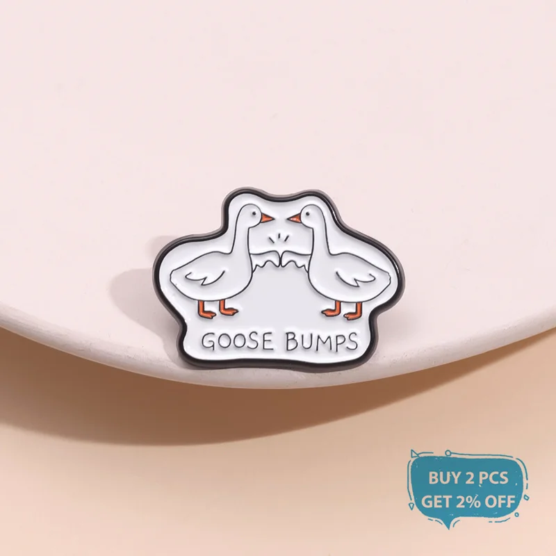 Goose Bumps Enaml Pin Custom Cartoon Silly Goose Fist Bump Pun Metal Brooch Lapel Badge Funny Jewelry Gifts For Friends