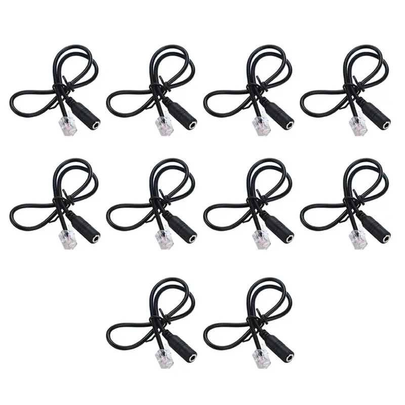 B04B-10PC Phone Adapter Rj9 To 3.5 Female Adapter Convertor Cable PC Computer Headset Telephone