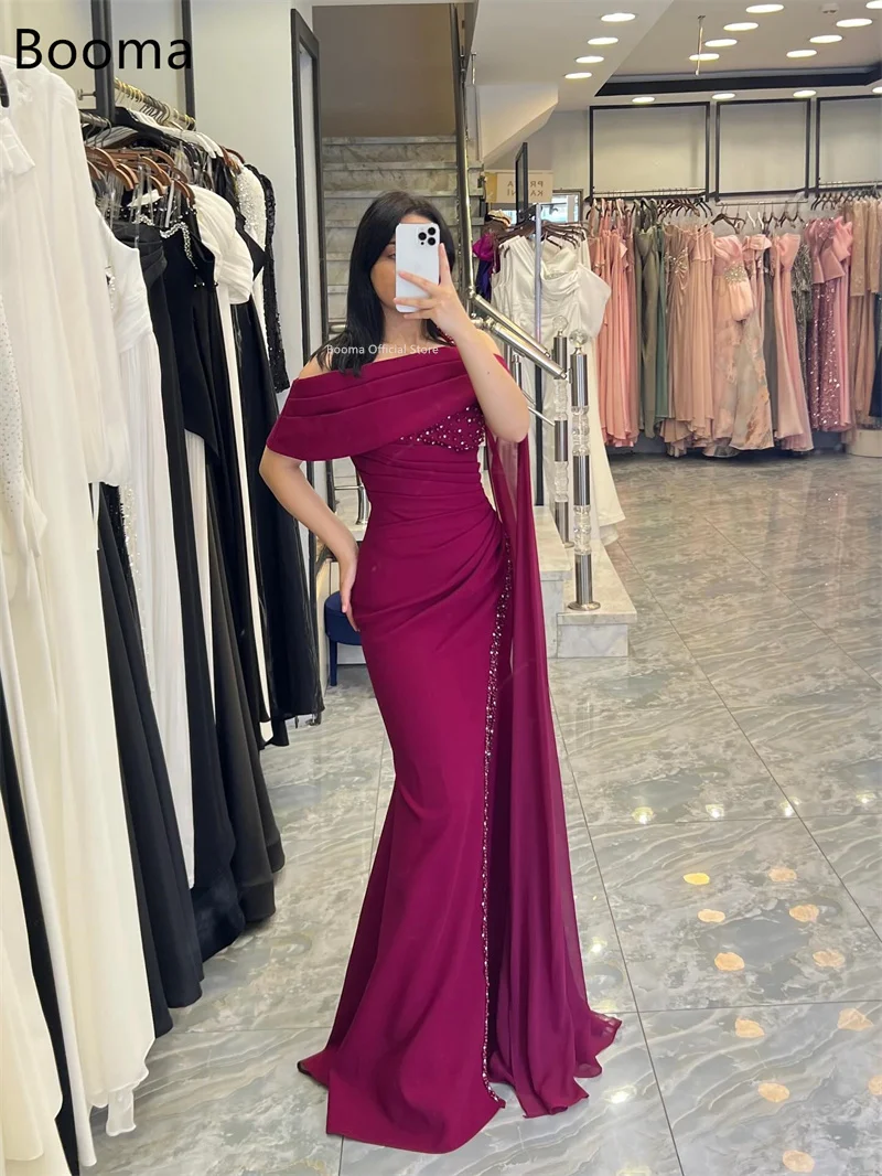 Booma sirena Simple cristal fuera del hombro vestidos de noche vestidos largos formales para mujeres elegantes vestidos de graduación por encargo 2025