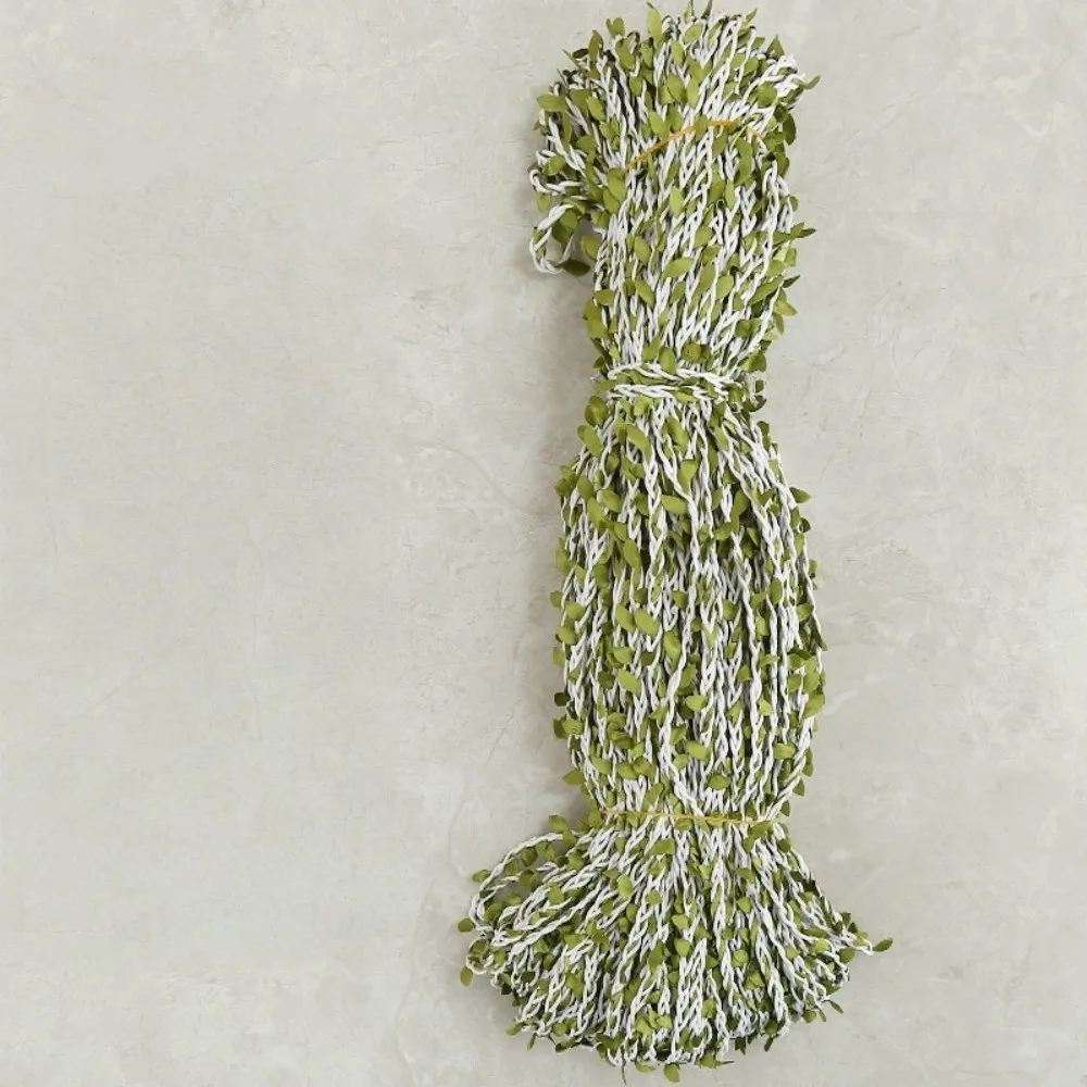 10M/Roll Twine Natural Simulation Vine Boho Style Artificial Burlap Leaf Ribbon DIY Vintage Jute Rope Vine Party Decor