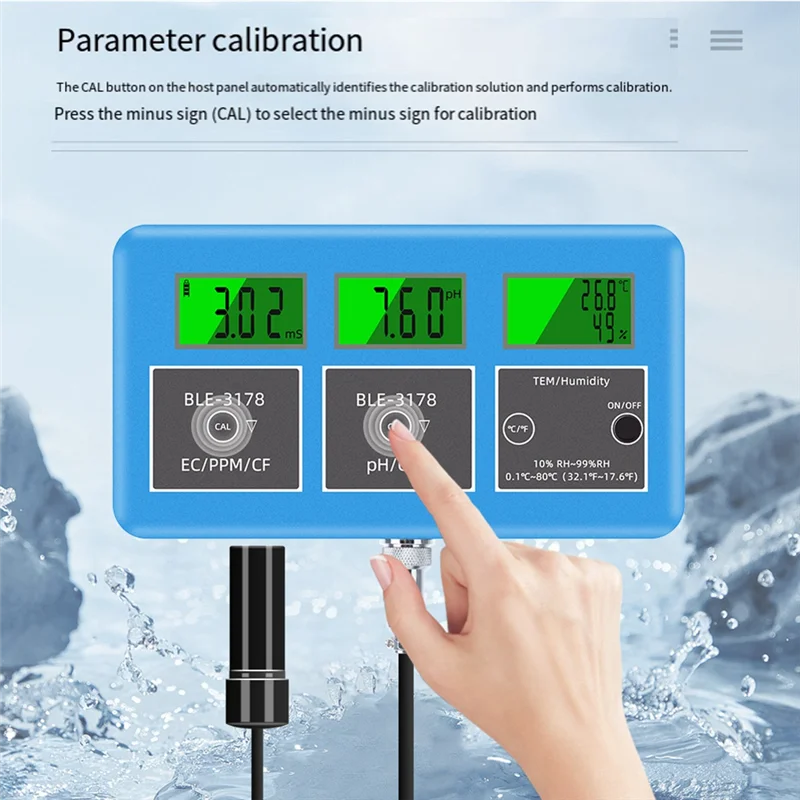 

SQPP-Wifi 7 в 1, тестер качества воды PH ORP TDS EC Теmp, измеритель влажности, онлайн-анализатор для аквариума, монитор анализации воды