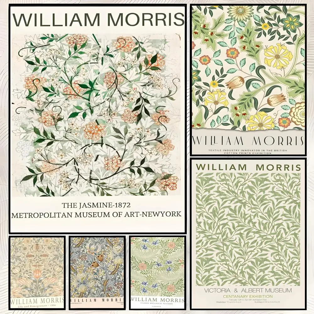 Artist W-William Morris Poster Self-Stick HD PVC Wall Art Poster, Waterproof Decor for Bedroom, Living Room and Home