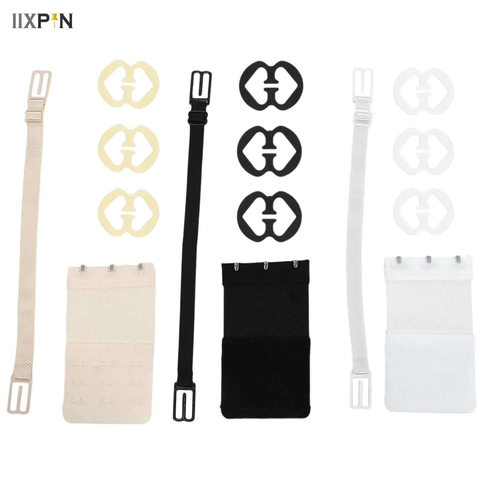 

Women's Adjustable Bra Strap Holder Invisible Non-slip Shoulder Straps Belt Buckles Underwear Lingerie Extender Accessory Set