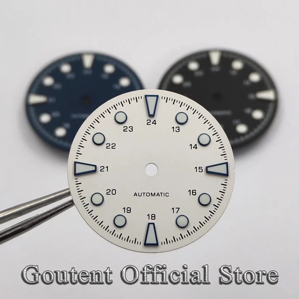 Goutent New 28.6mm White Sterile 24H Multi‑Color Watch Dial Green Luminous Fit VH31 Quartz Movement Watch accessories