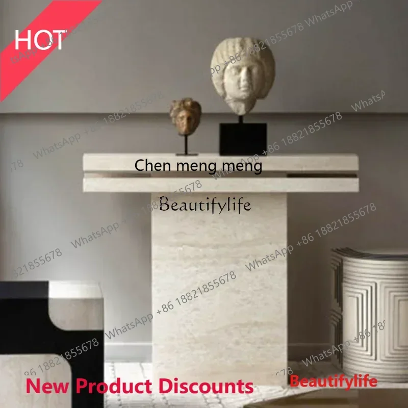

style NEWNatural marble entrance table, modern minimalist medieval retro style, silent travertine entrance table ss 8617