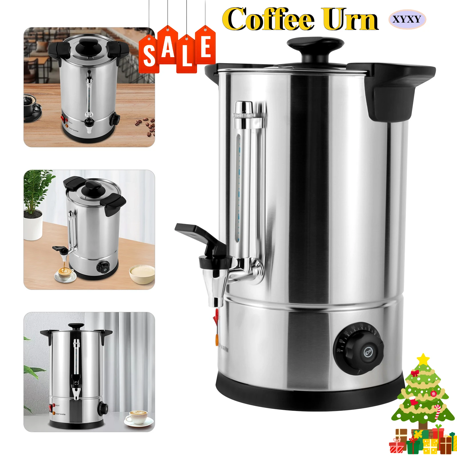 

Coffee Urn Stainless Steel 8L/2.11gal Hot Water Urn Large Capacity Coffee Maker Grade Hot Coffee Dispenser Christmas Gift