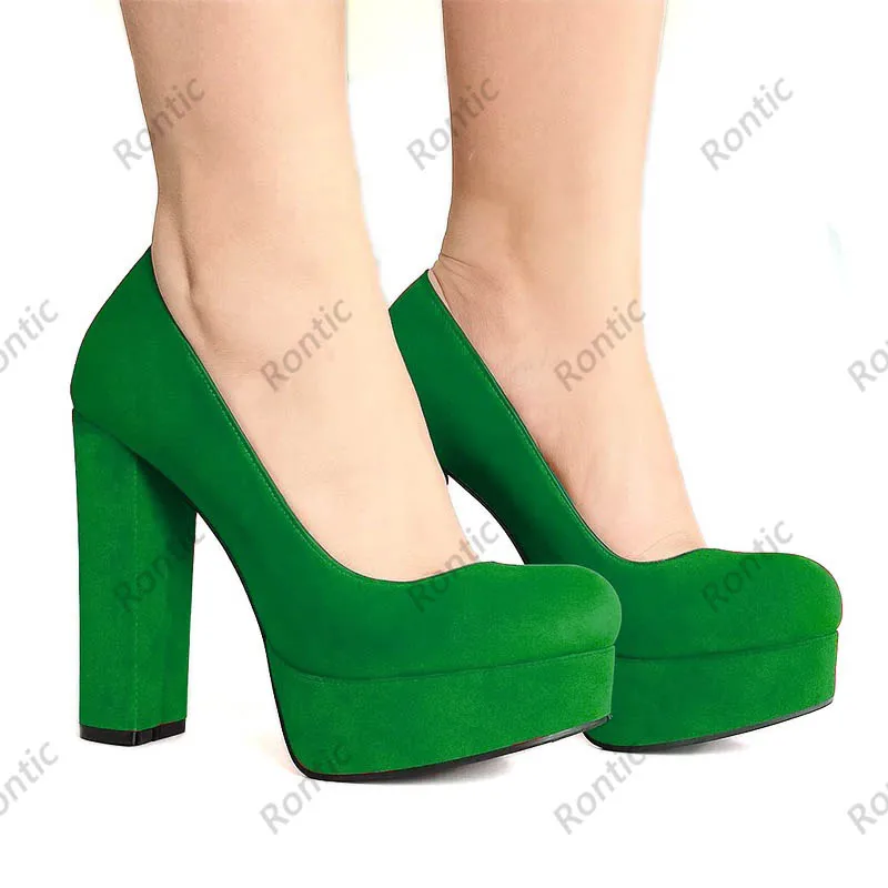 حذاء بكعب مخملي أسود مصنوع يدويًا من Rontic - كعب قوطي مصنوع يدويًا - حذاء نسائي بكعب مكتنز مقاس 5-20 #5