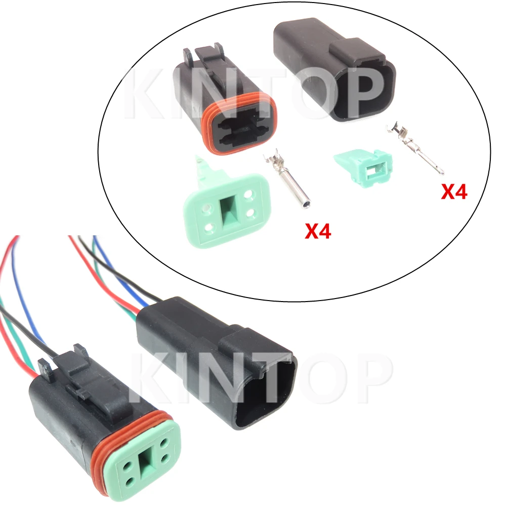 

1 Set 4 Pins Excavator Throttle Motor Wire Harness Socket Starter DT06-4S DT04-4P Car Waterproof Plug Auto Accessories