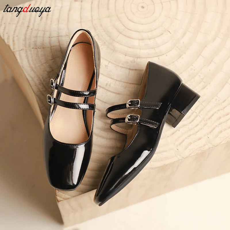 silver heels Mary Jane Shoes Women\'s Shoes Women Thick Heels Buckle Lolita Shoes School Uniform Student Girls Leather Shoes 2024