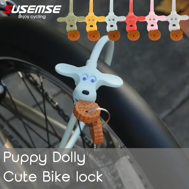 

SUSEMSE Cute Silicone Bicycle Lock with Cookie-shaped Keys for Mountain Bikes & Road Bikes Bike accessories anti-theft bike lock