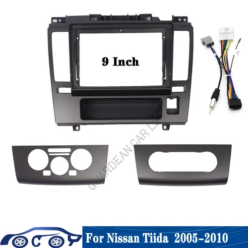 9 pulgadas para Nissan Tiida Latio 2005-2010 fascias de Radio de coche marco de Panel de tablero estéreo 2 Din DVD GPS Mp5 reproductor Android Kit de ajuste