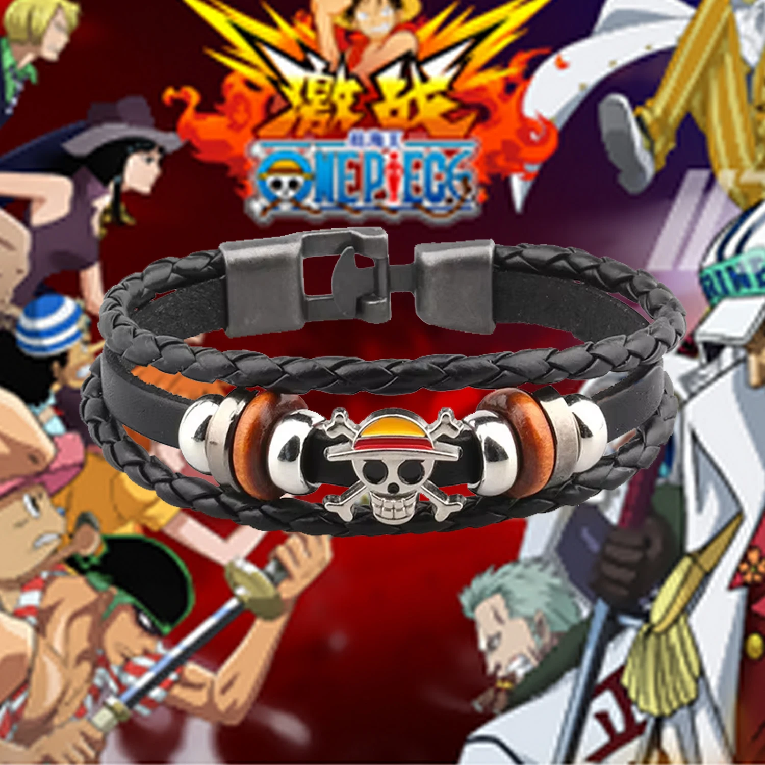 قطعة واحدة أنيمي سوار الرسوم المتحركة الأجهزة الطرفية اللعب لوفي الأوروبية الأمريكية خمر الجلود الكرتون سوار صديق هدية عيد