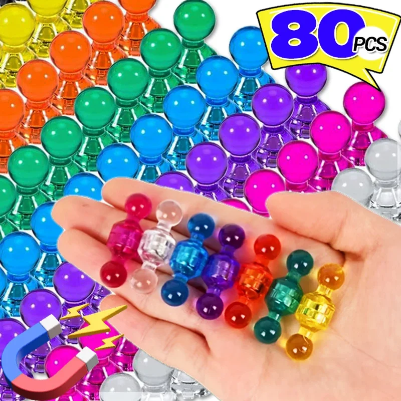 8/80PCS Strong Neodymium Hook Multifunctional Magnet Pushpin Colorful Home Fridge Sticker Office DIY Whiteboard Sucker Thumbtack