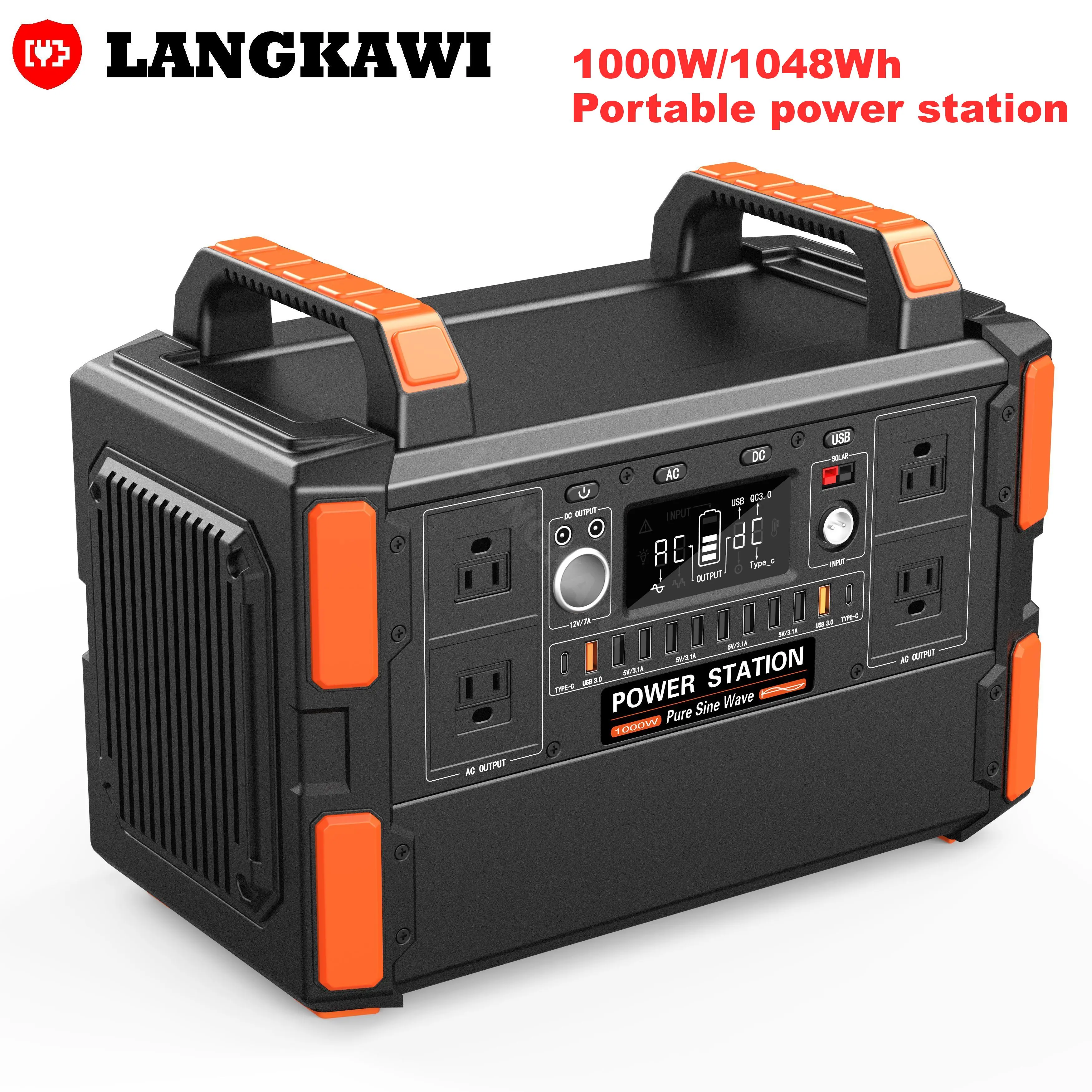 1000W 1048Wh Portable Power Station Solar Generator,Lifepo4 Battery Power Supply AC Outlet for Camping Outdoor Home RV Emergency