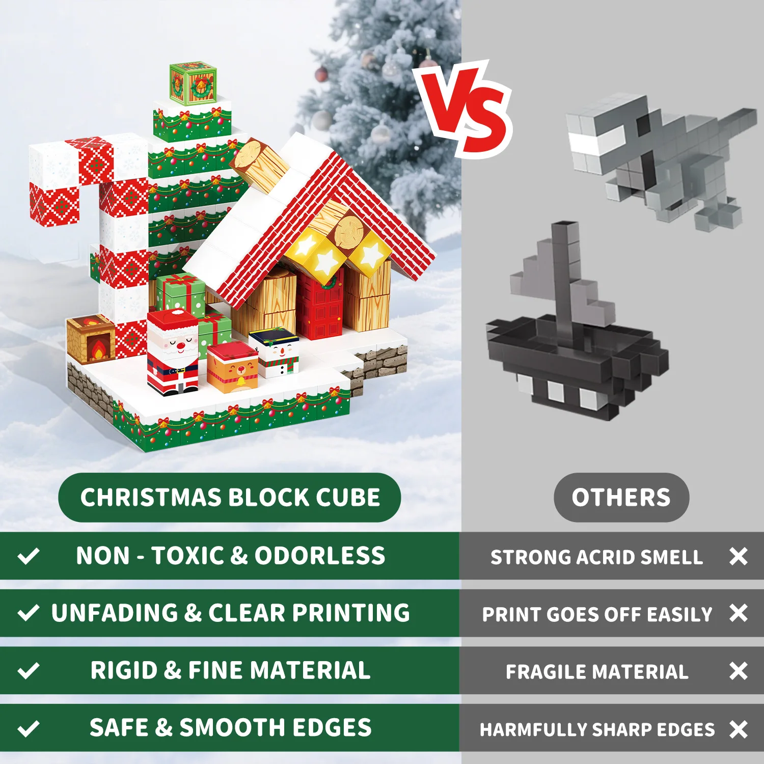 New Christmas Magnetic Building Block Set STEM Montessori Sensory Toys for Kids New Year Gift Education Puzzle Toy Gifts