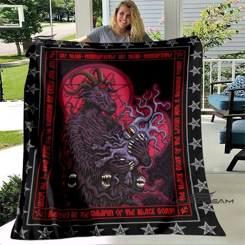 Goat Baphomet Blanket Dark Satan Lucifer pagan Flannel Blanket Adults and children Bedroom Coverlet Sofa Camping Warm blanket