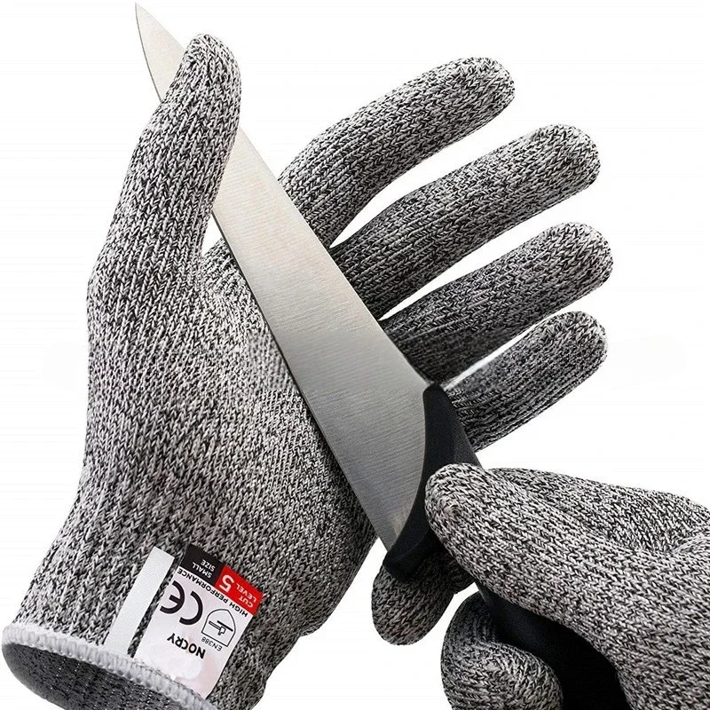 Level 5 Cut Resistant Gloves HPPE Anti Cut Kitchen Safety Glass Handling Gardening Work Protective Gloves