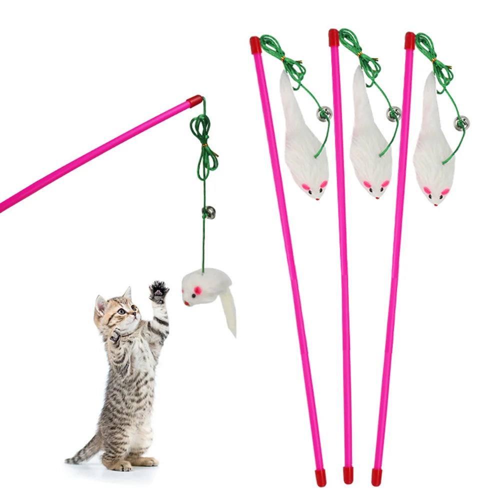 

5Pcs Mouse Design Cat Teaser Sticks Interactive Play Training Kitten Exercise Stickers Keep Cat Active Energetic Fun Catching