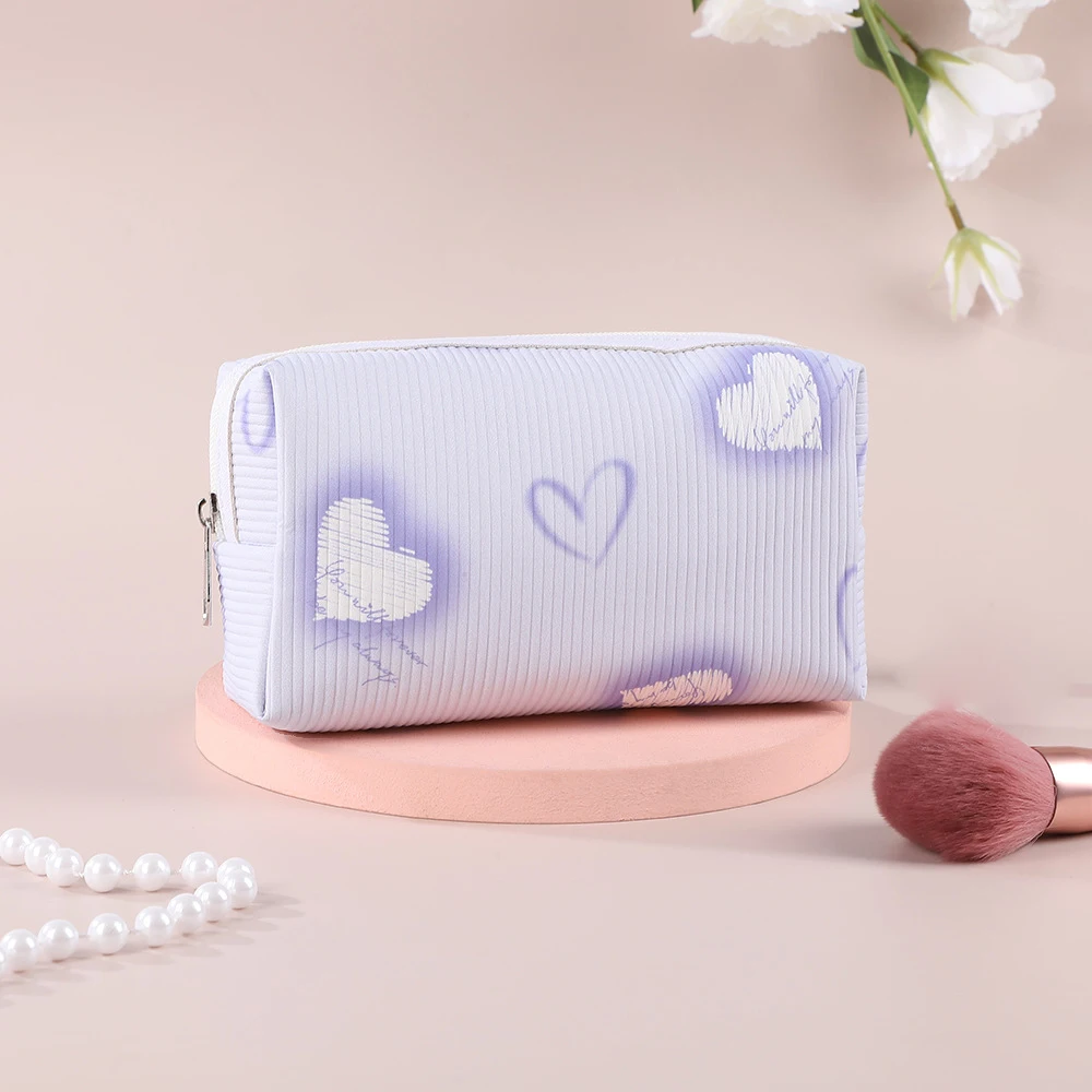 Kawaii Cosmetic Bag Love Printed Pouch Large Capacity Portable Lipstick Storage Women Makeup Handbags Travel Organizer