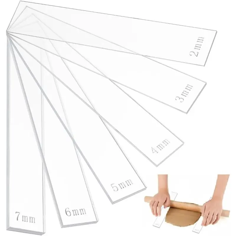 

L60A Для полимерной глины, для изготовления серег - Набор из 12 акриловых роликов для раскатки глины 6 размеров, 2, 3, 4, 5, 6, 7 мм, инструменты с регулируемой глубиной прокатки