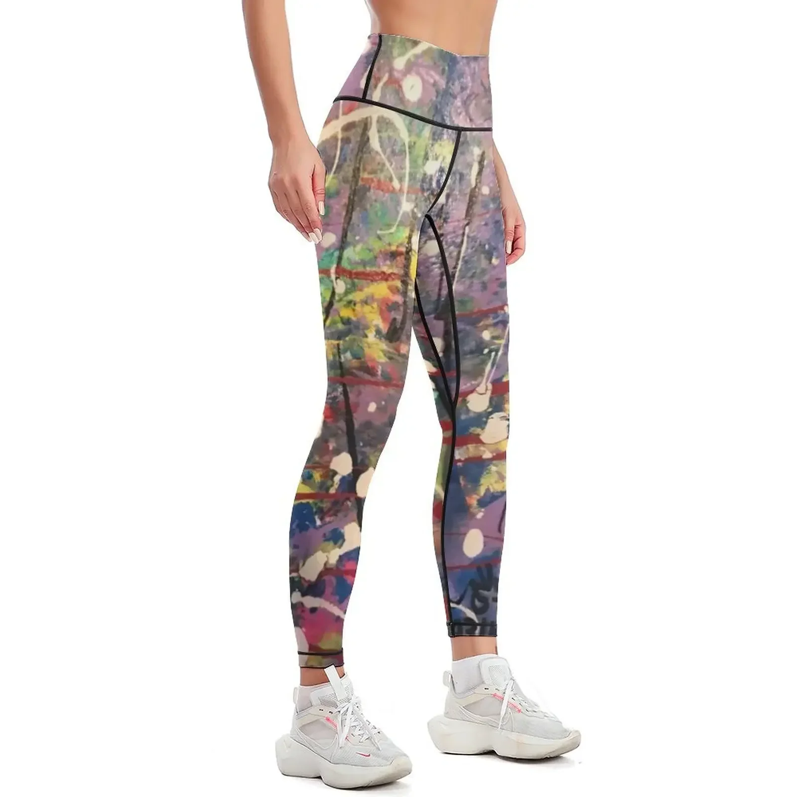 Abstract acrylic painting Leggings gym pants sporty woman push up gym clothing Golf wear Womens Leggings