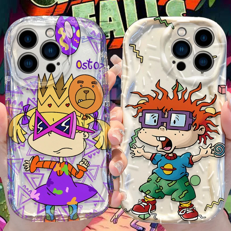 R-Rugrats Wave Funda para iPhone 16 15 14 Pro Max 13 12 Mini 11 XS X XR 8 7 Plus SE 2022 2020 Funda trasera suave a prueba de golpes