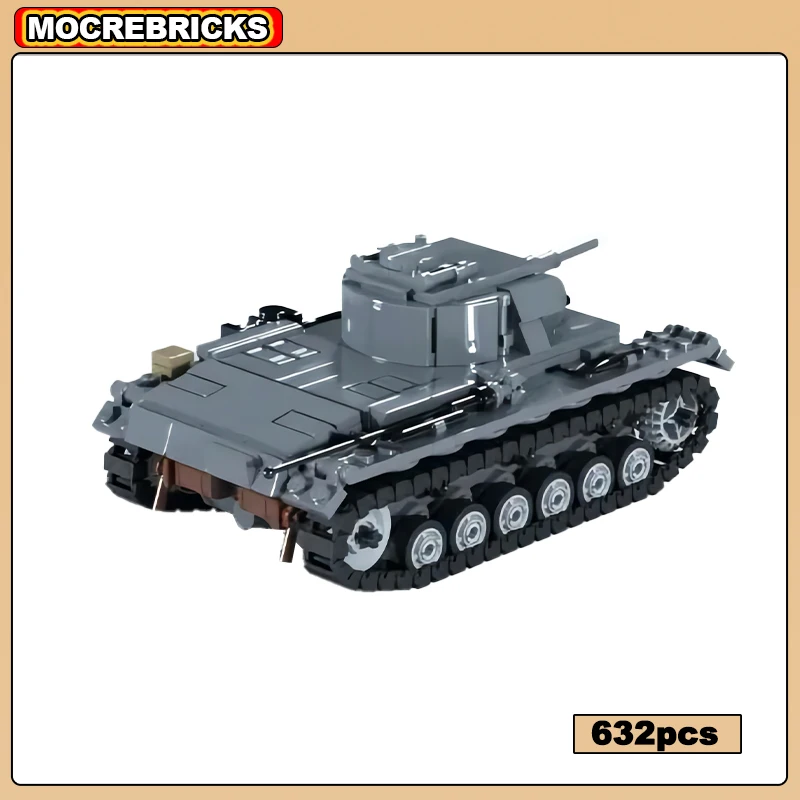 WW2 Military Army Weapon Panzer III Ausf.E Military Battle Tank Middle Armored Vehicle MOC Building Blocks Model Kid's DIY Toys