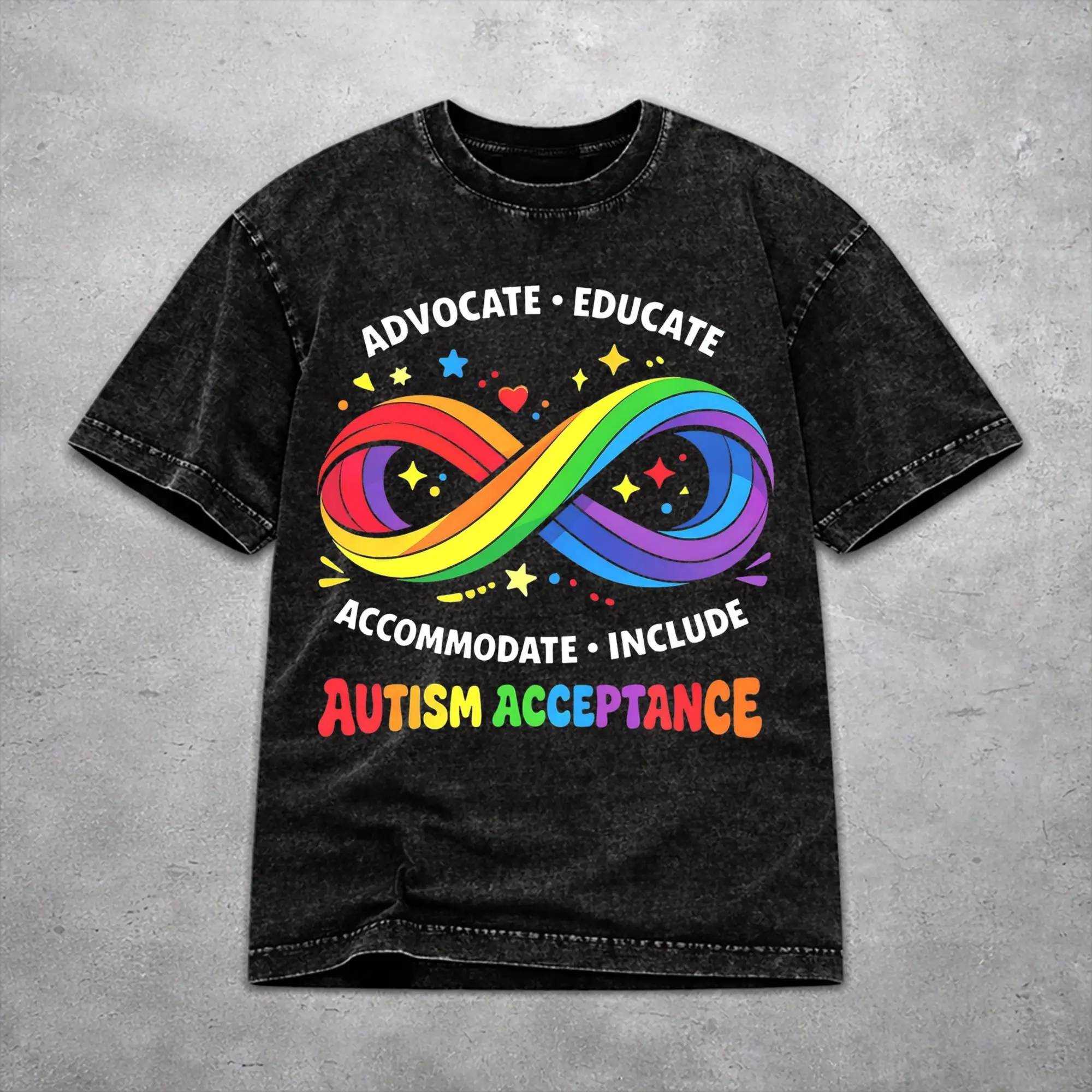 Retro Women Men Autism Awareness Respect Love Support  Tee Shirt Cotton Washed  T Shirts Outfits