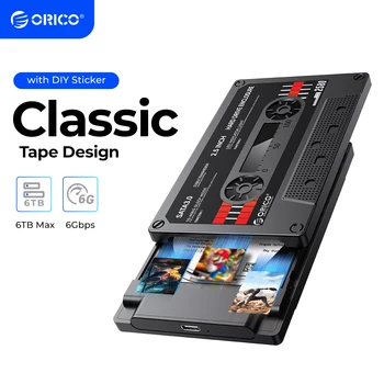 ORICO 2,5'' HDD-Gehäuse SATA zu USB3.0 Externes Festplattengehäuse 5 Gbit/s/6 Gbit/s Typ-C-HDD-Gehäuse mit DIY-Aufkleber