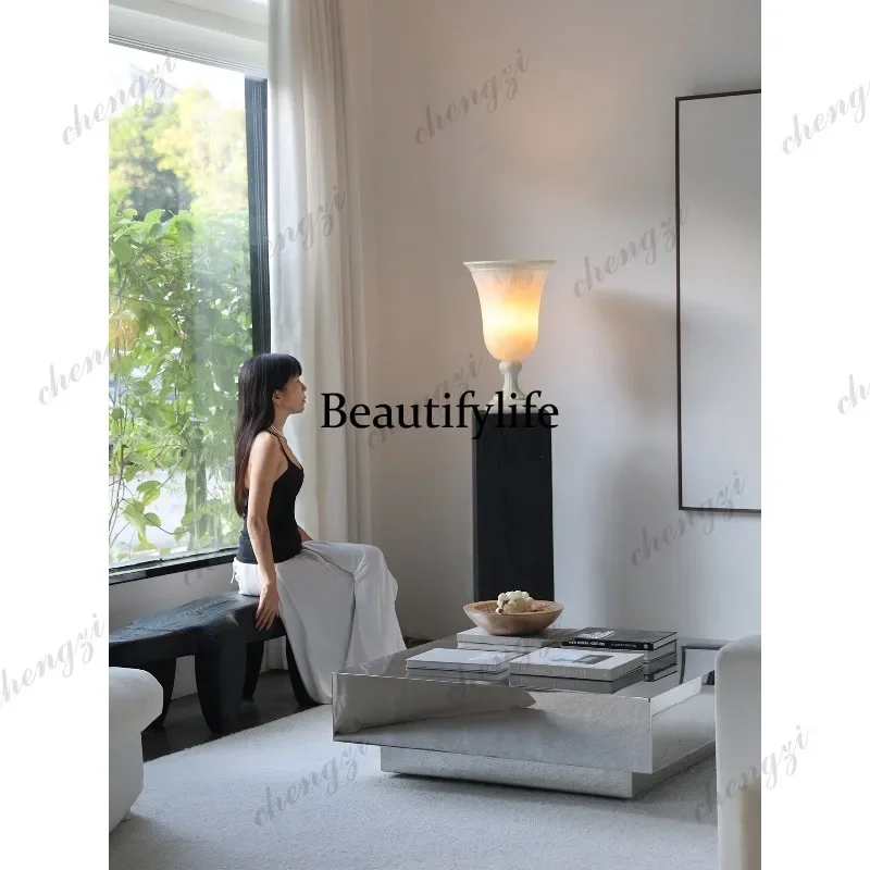 R134 medieval style imitation jade vase table lamp high-end homestay high-end atmosphere French living room bedside lamp