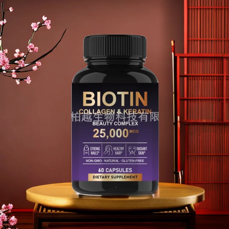 

1 bottle Biotin capsules promote healthy hair and nails maintain healthy skin nourish skin cells promote energy metabolism