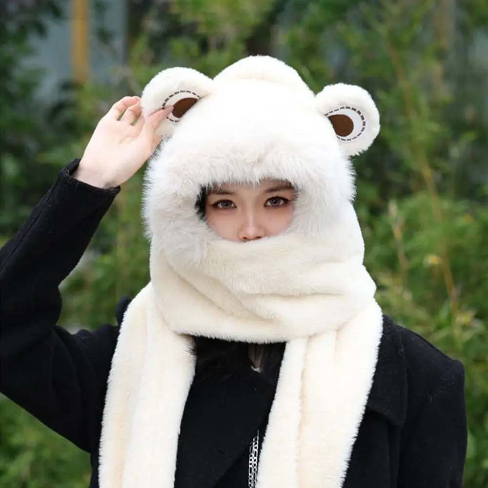 أزياء الشتاء بالاكلافا قطعة واحدة مقنعين قبعة وشاح قبعة الشتاء اكسسوارات سميكة قبعة تزلج للنساء