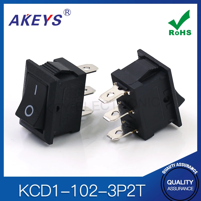 5pcs KCD1-102-3P2T 3-pin 2-position water dispenser power button rocker 15 * 21 rocker switch inclined surface