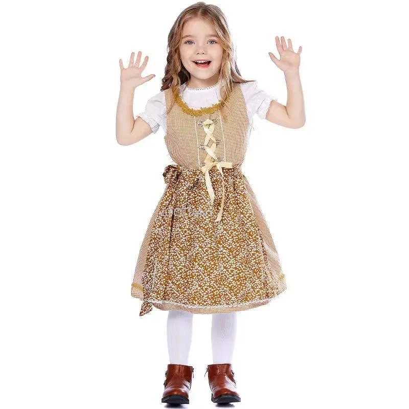 

Kids Maid Cosplay Costume Children Germany Bavaria Traditional National Beer Girl Costumes Parade Stage Performance Party Dress