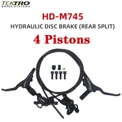 Tektro MTB Brake HD-M745 Mountain Bike 4 Piston Hydraulic Disc Brakes Front Rear BL BR Bicycle Caliper Lever Hydraulic Brake