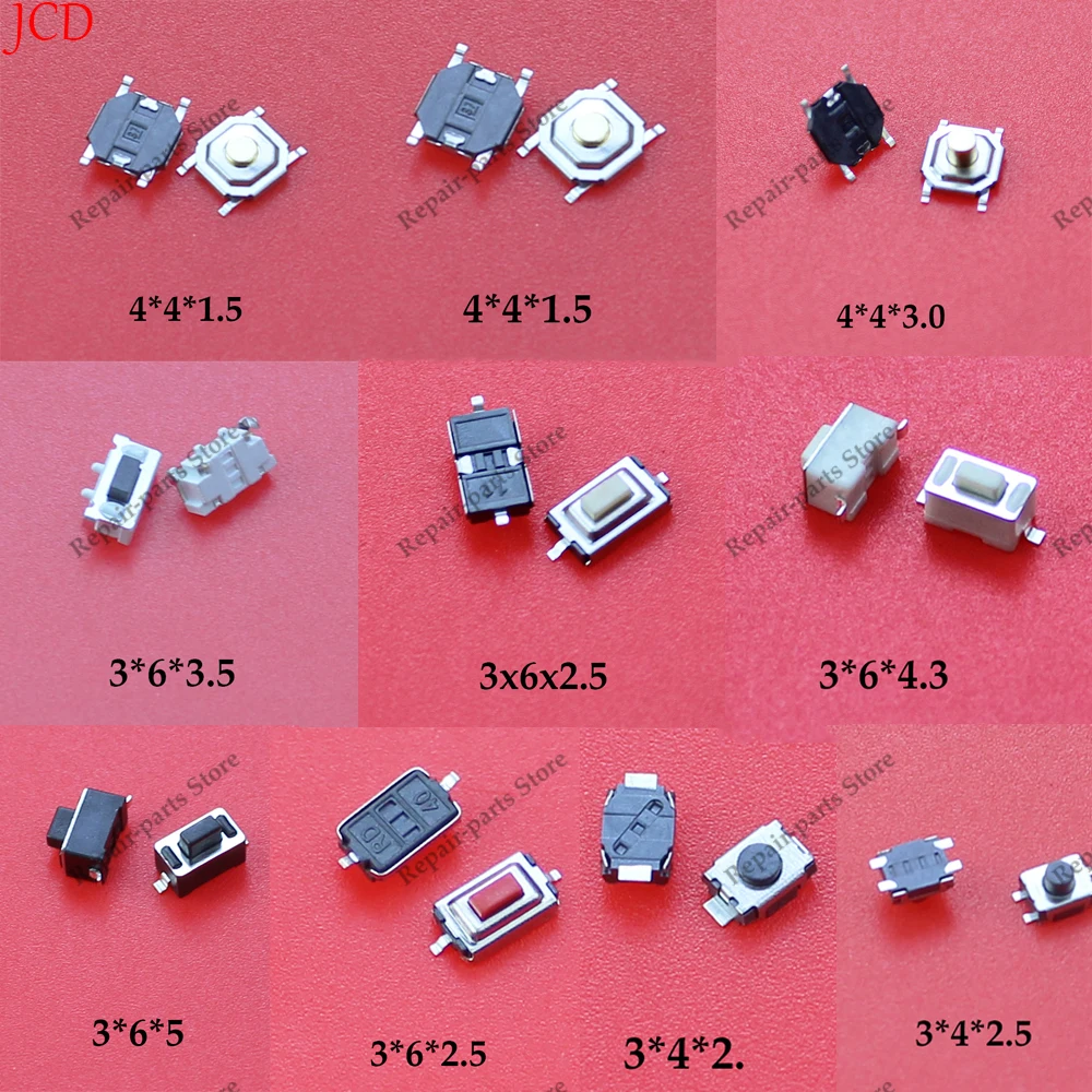 10 Models Momentary Tactile Push Button Touch Switch Remote Keys Button Microswitch SMD Assortment Kit Life 100000 Times