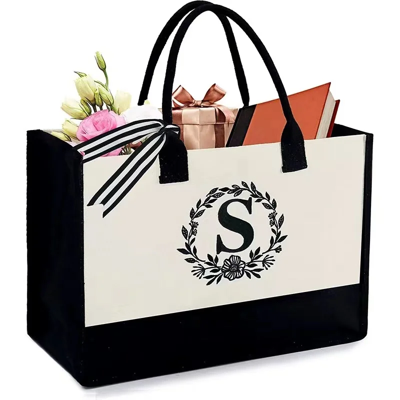 Hot Selling Jute   Printed Letter Design Large   Burlap Jute Women Shopping Tote Beach  With Logos