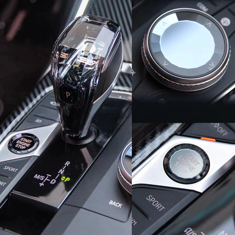 Suitable for BMW New Crystal three-piece set with gear display color label M car gear shift head and handball set accessories