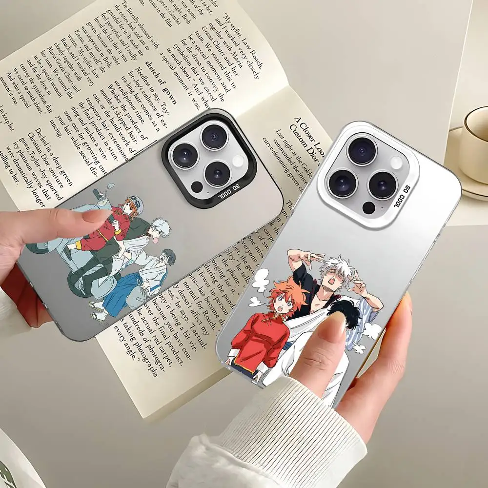 Anime G-Gintama Handyhülle für iPhone 17 16 15 14 13 12 11 Pro Max X XS XR Galvanisch Versilberte IMD Stoßfeste Schutzhülle